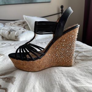 Rhinestone cork wedges